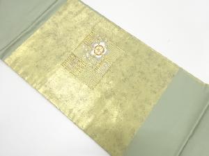 変わり格子に梅模様　刺繍　名古屋帯